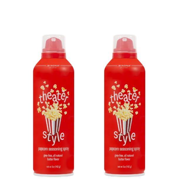 Winona Popcorn Butter Spray, 5 oz, Pack of 2, dairy free, for easy popcorn seasoning.