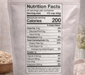 Nutrition facts label for One Degree Organic Foods gluten free sprouted rolled oats, detailing calories, serving size, and nutrients.