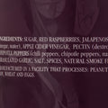 Ingredients list for Fischer & Wieser raspberry chipotle sauce including raspberries and chipotle peppers.