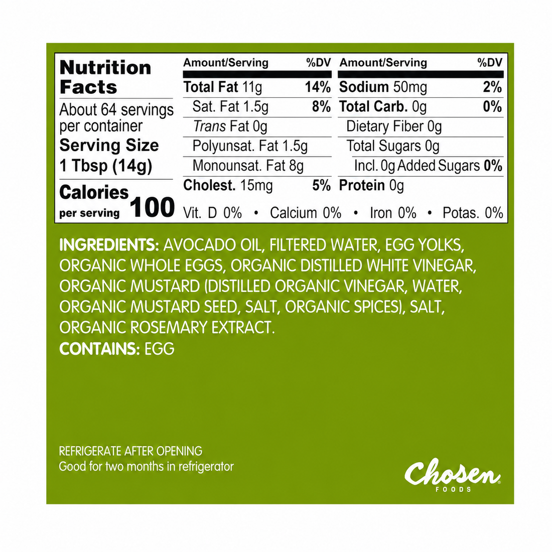 Chosen Foods Classic Avocado Oil Mayonnaise 32 oz – Keto, Paleo, Gluten-Free & Dairy-Free Mayo