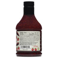Fischer & Wieser Roasted Raspberry Chipotle Sauce nutrition label and bottle, showcasing ingredients and nutrition facts.
