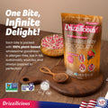 Drizzilicious Strawberry Chocolaty Bites package with vegan gluten-free rice cake snacks, showcasing delicious plant-based treats.