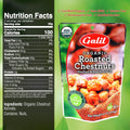 Galil Organic Roasted Chestnuts snack nutrition facts, 3.5 oz bag, gluten-free, all natural, ready to eat.