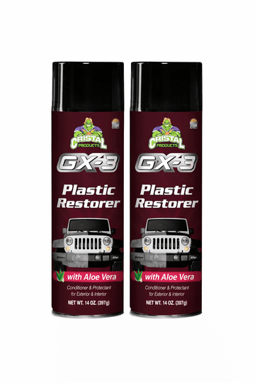 GX-3 Black Plastic Restorer for Cars – Trim, Vinyl & Rubber Renew with Aloe Vera, Interior & Exterior Cleaner 2-Pack 8oz