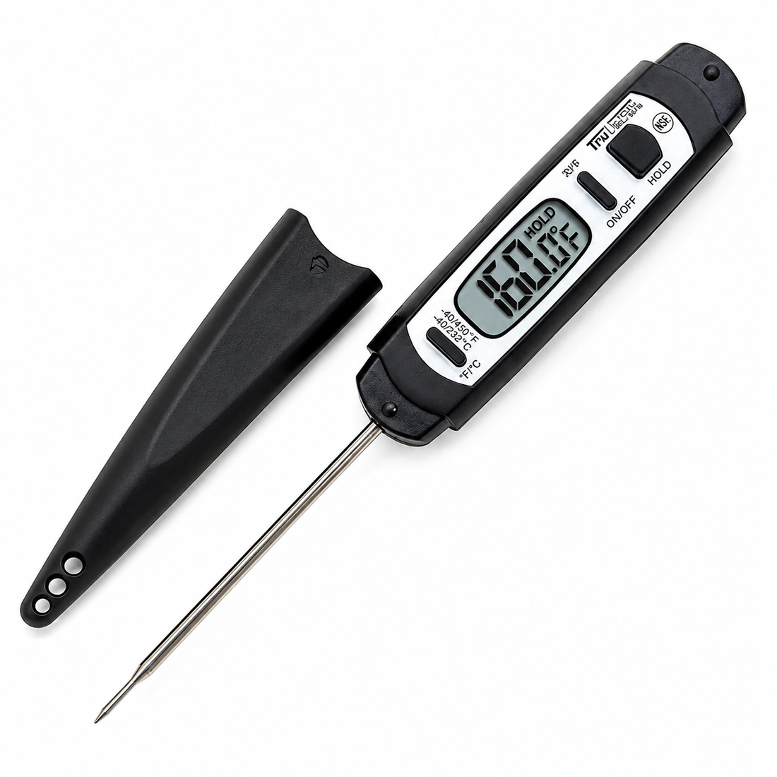 Taylor Waterproof Digital Food Thermometer with 1.5mm probe and display for accurate temperature readings.