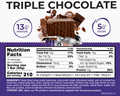 Nutrition facts label for Triple Chocolate Protein Wafer Bars showing protein content and calories.