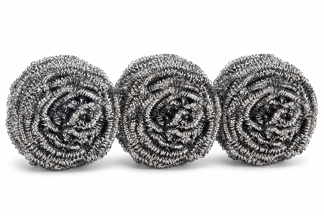 Heavy Duty Stainless Steel Scrubbers by Scotch-Brite 16 pack for tough cleaning tasks.