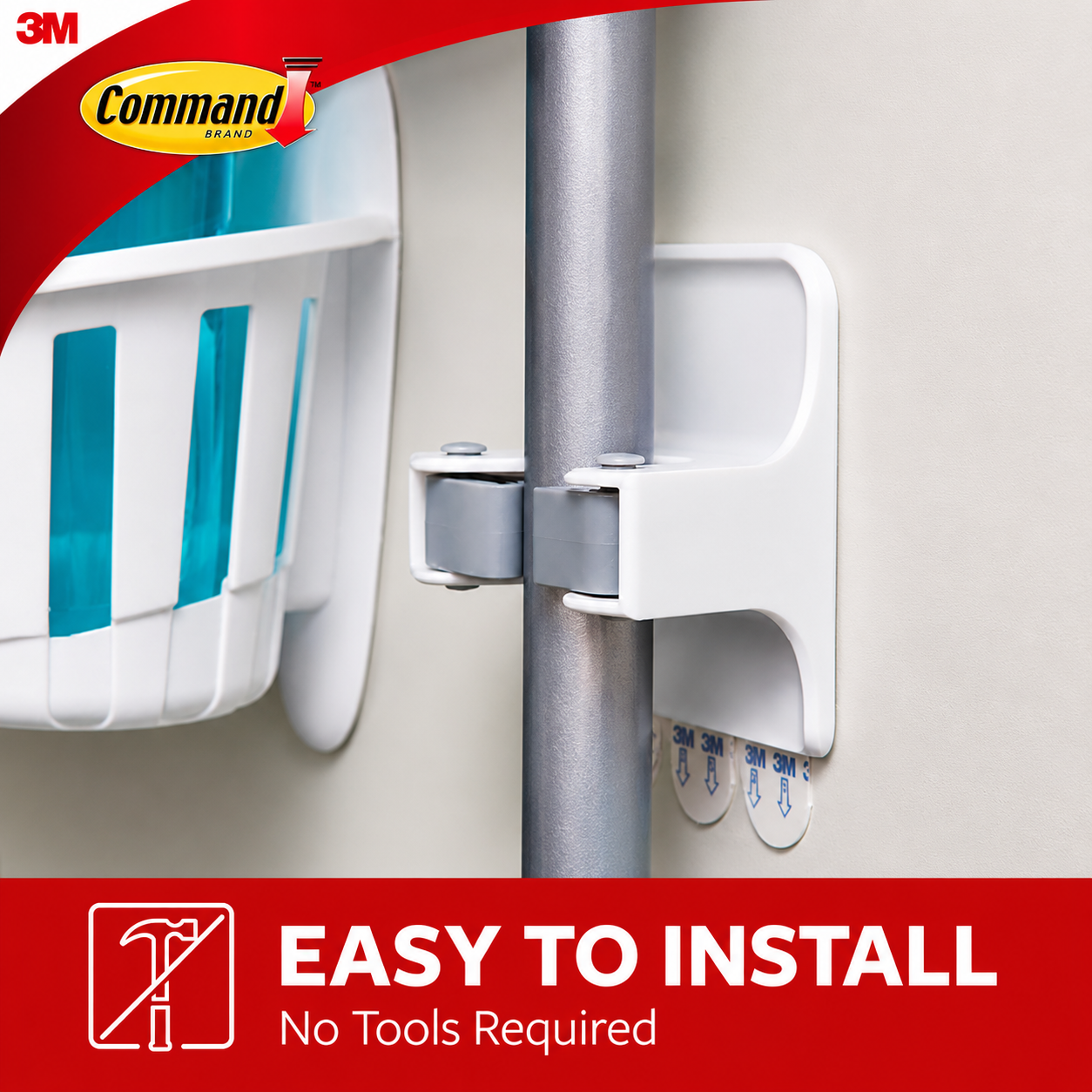 Damage-Free Broom Holder installed on a wall, showcasing tool-free mounting, perfect for organizing brooms.