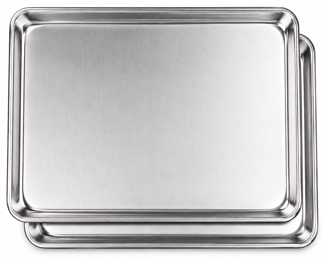 New Star Foodservice full-size aluminum sheet pan 2-pack for baking and cooking, 13 x 18 inches.