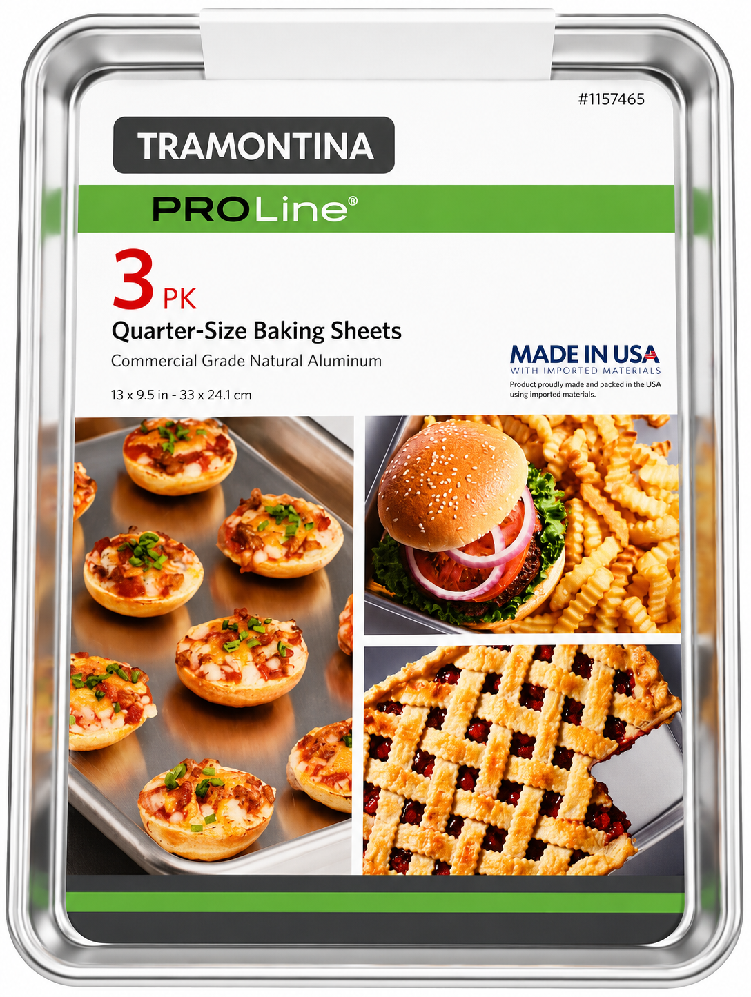 Tramontina PROLine 3-Pack of Commercial Grade Aluminum Baking Sheets, ideal for professional and home kitchens.