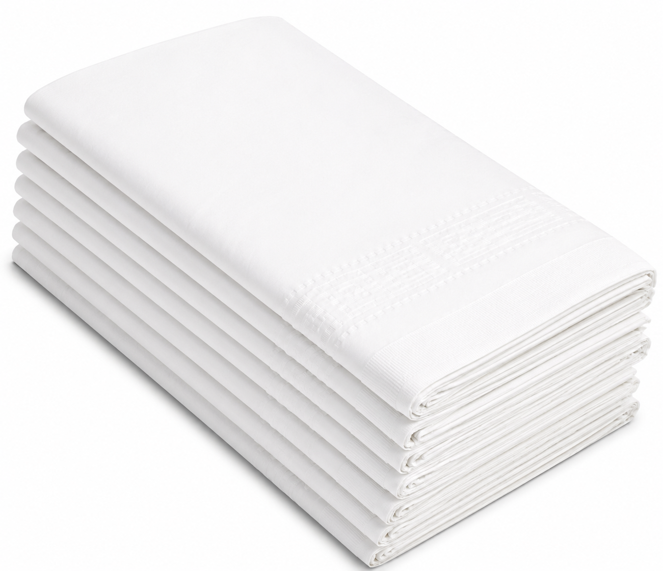 Stack of white Disposable Plastic Table Covers for Events by Linette, ideal for various celebrations.