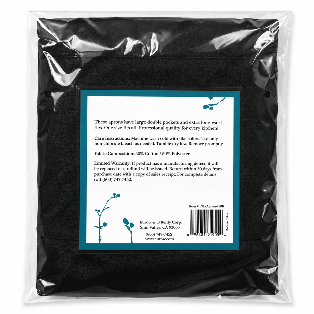 Black commercial grade kitchen apron from Nouvelle Legende, perfect for professional chefs and home kitchens.