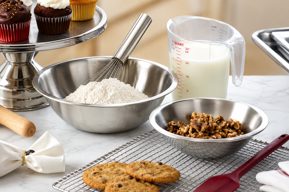Winco Heavy-Duty Stainless Steel Mixing Bowl 13 Quart for commercial kitchen preparation.