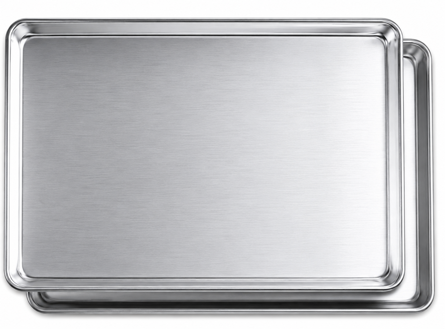 New Star Foodservice heavy duty aluminum sheet pans, 2-pack, 15 x 21 inch, ideal for baking and cooking.