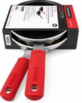 Tramontina Pro Line Commercial Nonstick Fry Pans 2-Pack with red handles and packaging.