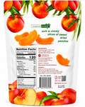HealthEmpire Tropical Fields dried peaches packaging showing soft and chewy peach slices in a 400g resealable bag.