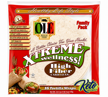 Ole Mexican Foods Xtreme Wellness Low Carb Keto Tortilla Wraps High Fiber 32 Pack Soft 8 Inch Tortillas