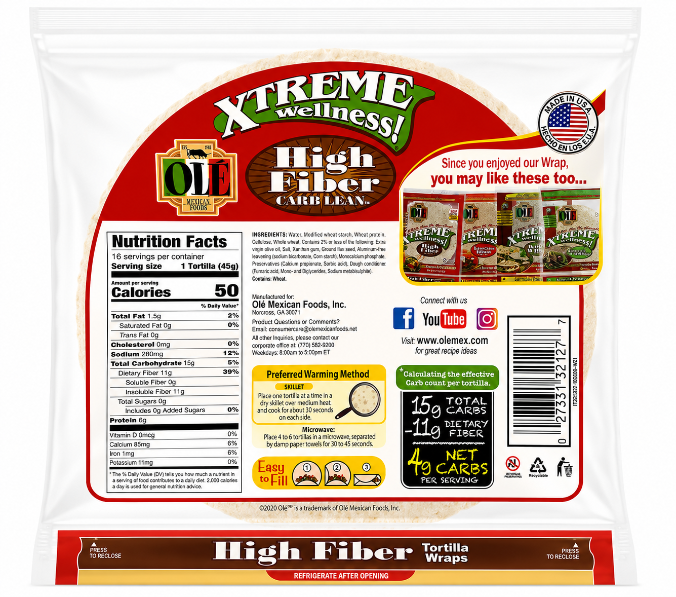 Low Carb Keto Tortilla Wraps package from Ole Mexican Foods with nutrition facts and healthy alternatives.