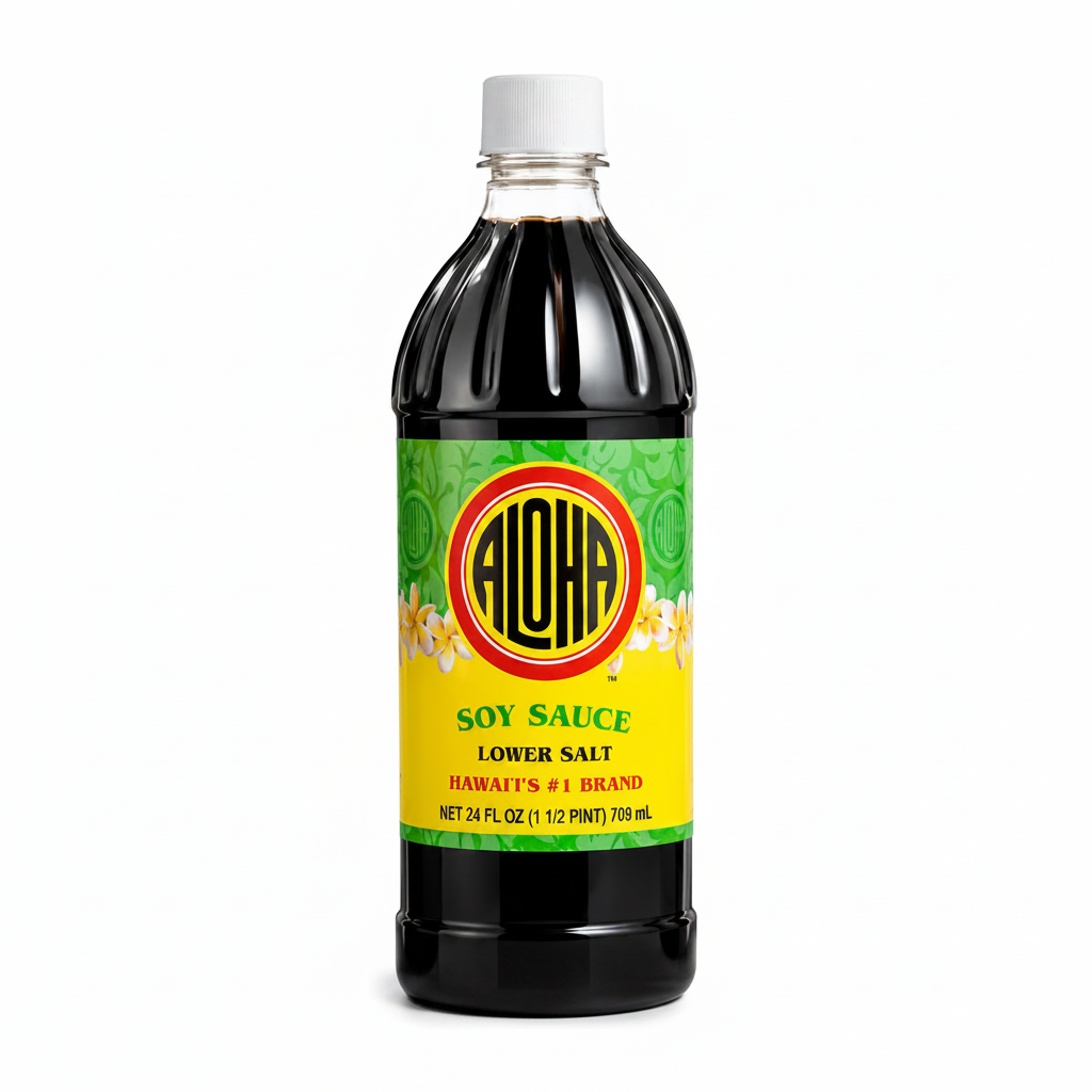 Aloha Shoyu Original Blend Hawaiian Soy Sauce 24 oz Bottle Made in Hawaii Sweet Savory Umami Cooking Marinade Sauce