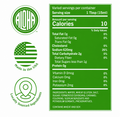 Nutrition label of Hawaiian Soy Sauce by Aloha Shoyu, highlighting calories and locally sourced ingredients.