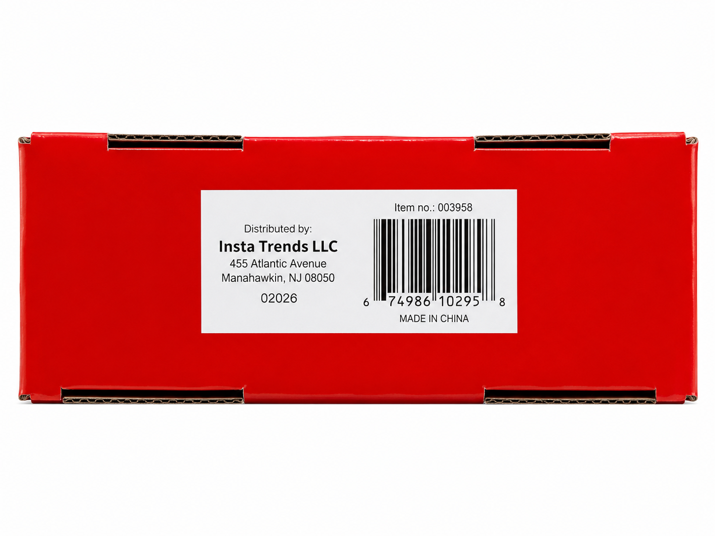 Fire blanket for home packaging showing distribution information and barcode from Insta Trends LLC.