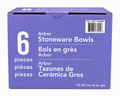 Stoneware bowls set packaging featuring 6 pieces by Arbor in vibrant purple with white text.