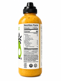 Avocado Oil Burger Sauce nutrition facts label on bottle with serving sizes and calories information.