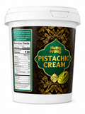 Nutty Fruity Pistachio Cream Spread 32 oz container with nutrition facts and rich pistachio flavor.