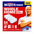 Magic Eraser Cleaning Pads packaging, extra durable 18-count pack for powerful cleaning performance.