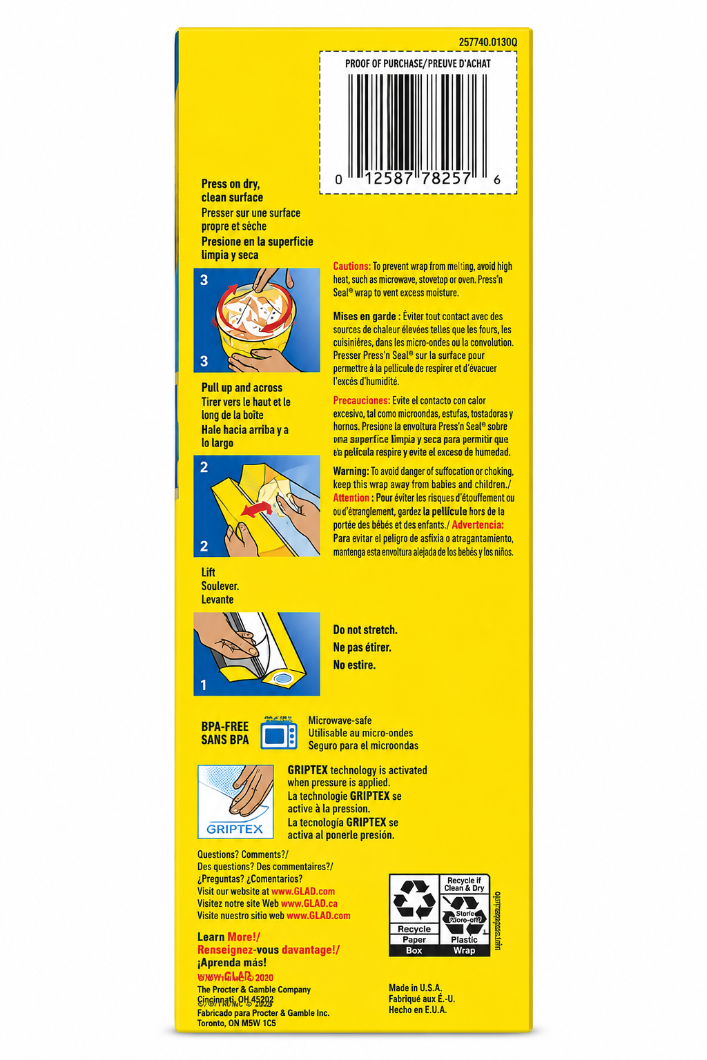 Glad Press’n Seal Multipurpose Sealing Wrap 140 Sq Ft