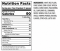 Nutrition label for Drizzilicious Pumpkin Spice Bites showing ingredients and nutritional information details.