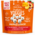 Mango Peach Probiotic Yoggies 25.3 oz pouch by Nature's Garden, featuring snack-sized yogurt bites with real fruit.
