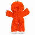 Durable Plush Dog Toy 17 Inch with Rope & Squeakers, vibrant orange character toy with textured surface.