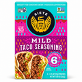 Siete Mild Taco Seasoning 6 Pouches package featuring vibrant colors and taco serving suggestion.