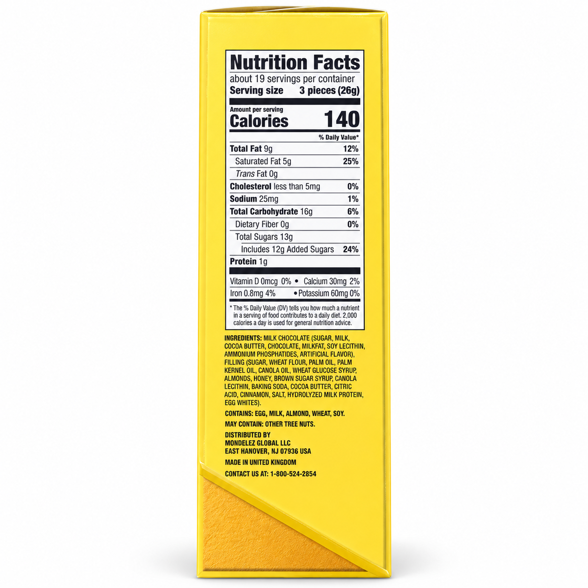 Nutrition facts label for Toblerone Biscoff Truffles, highlighting serving size and calorie content.