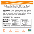 Nutrition label for Rip Van Mini Stroopwafels showing ingredients and nutritional facts including 1g sugar and 35 calories per serving.
