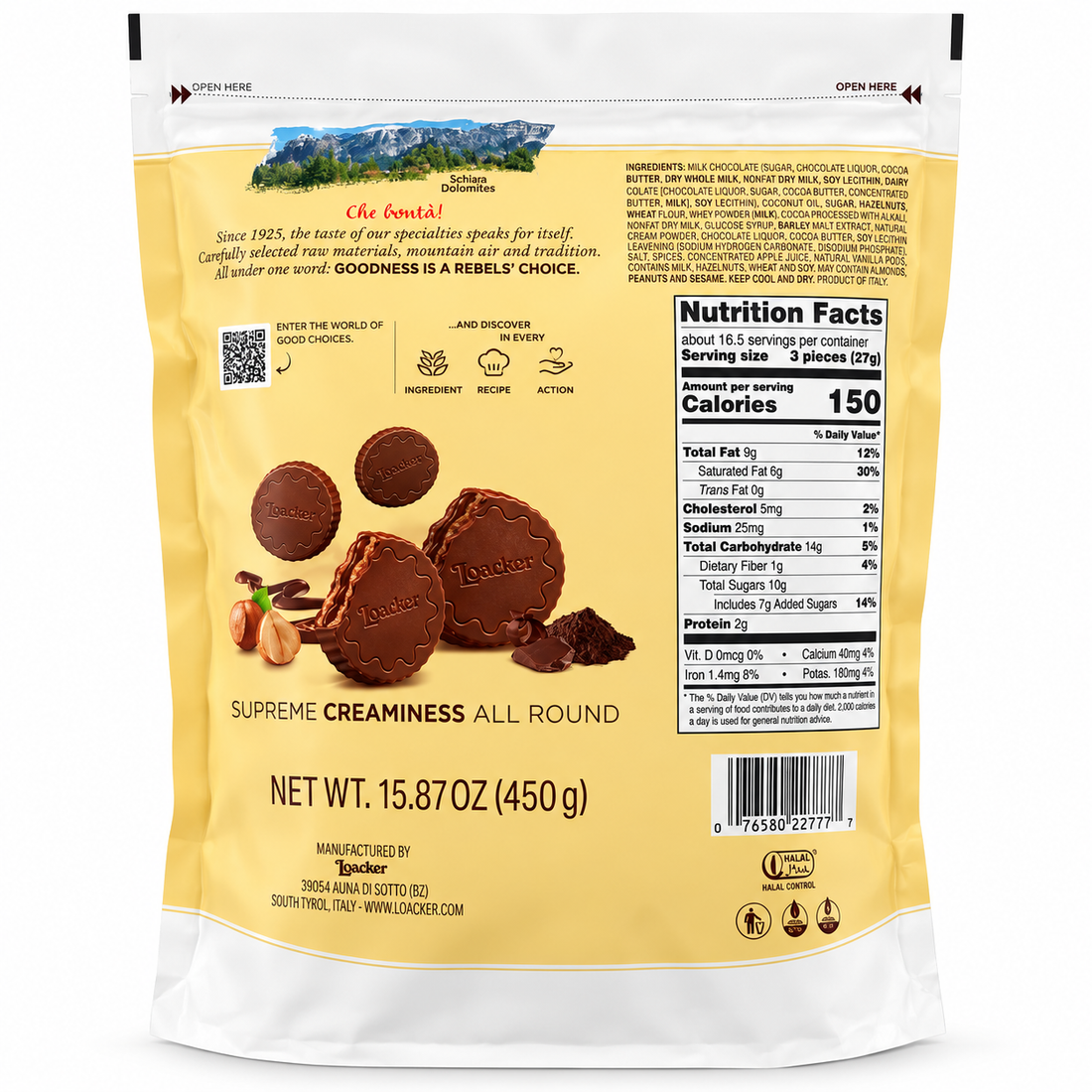 Loacker Tortina Mini Chocolate Wafers Variety Pack 15.87 oz includes Original and Triple Chocolate flavors.