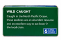 Wild Planet Pacific Sardines packaging highlighting wild caught and sustainable sourcing, featuring 6 cans inside.