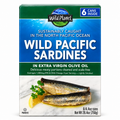 Wild Planet Pacific Sardines in Extra Virgin Olive Oil, 6-pack, sustainably caught in the North Pacific Ocean.