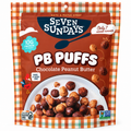 Seven Sundays PB Puffs Chocolate Peanut Butter cereal packaging with 10g protein per serving.