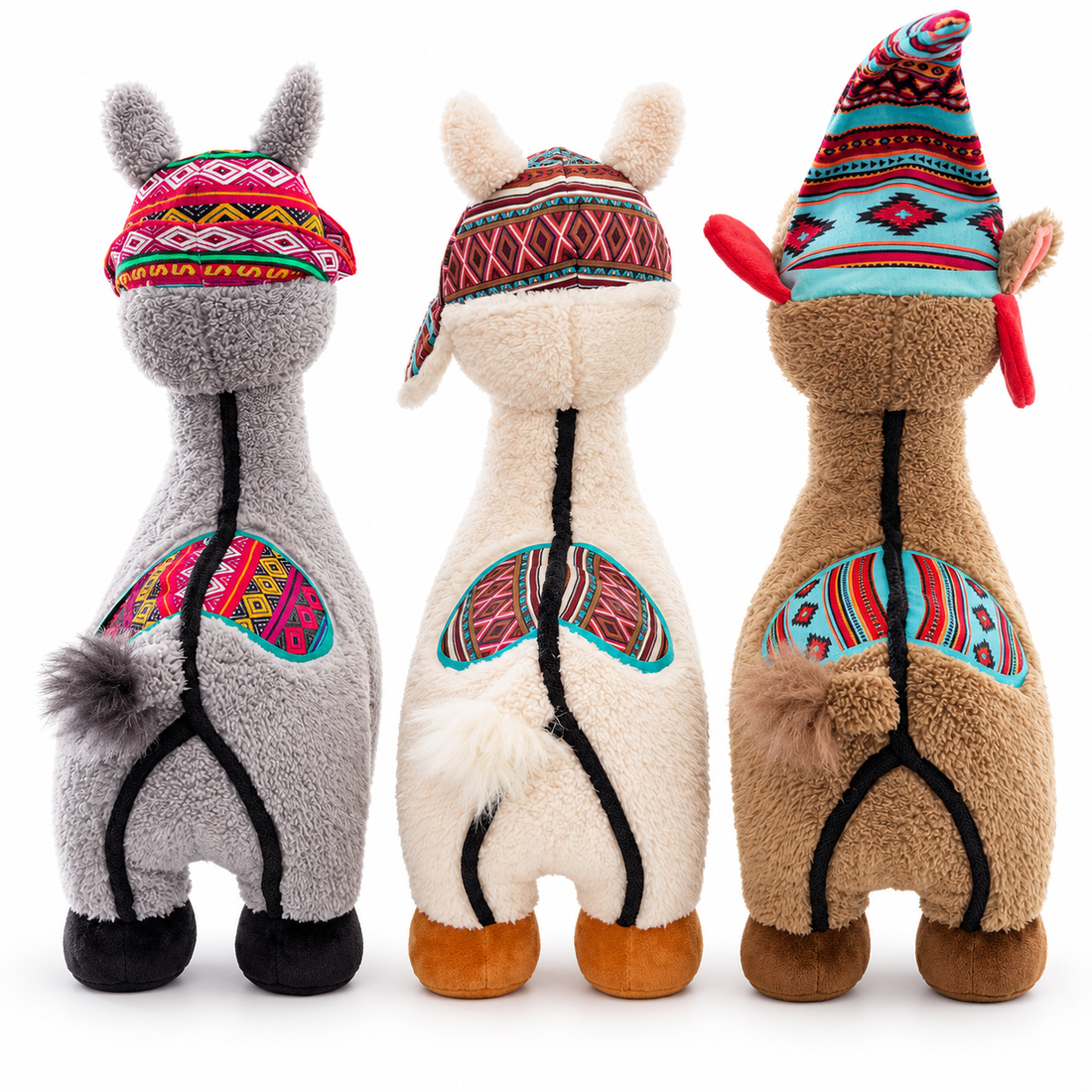 ThinkDog Land of Llamas Dog Chew Toy with Squeaker & Spiky Ball