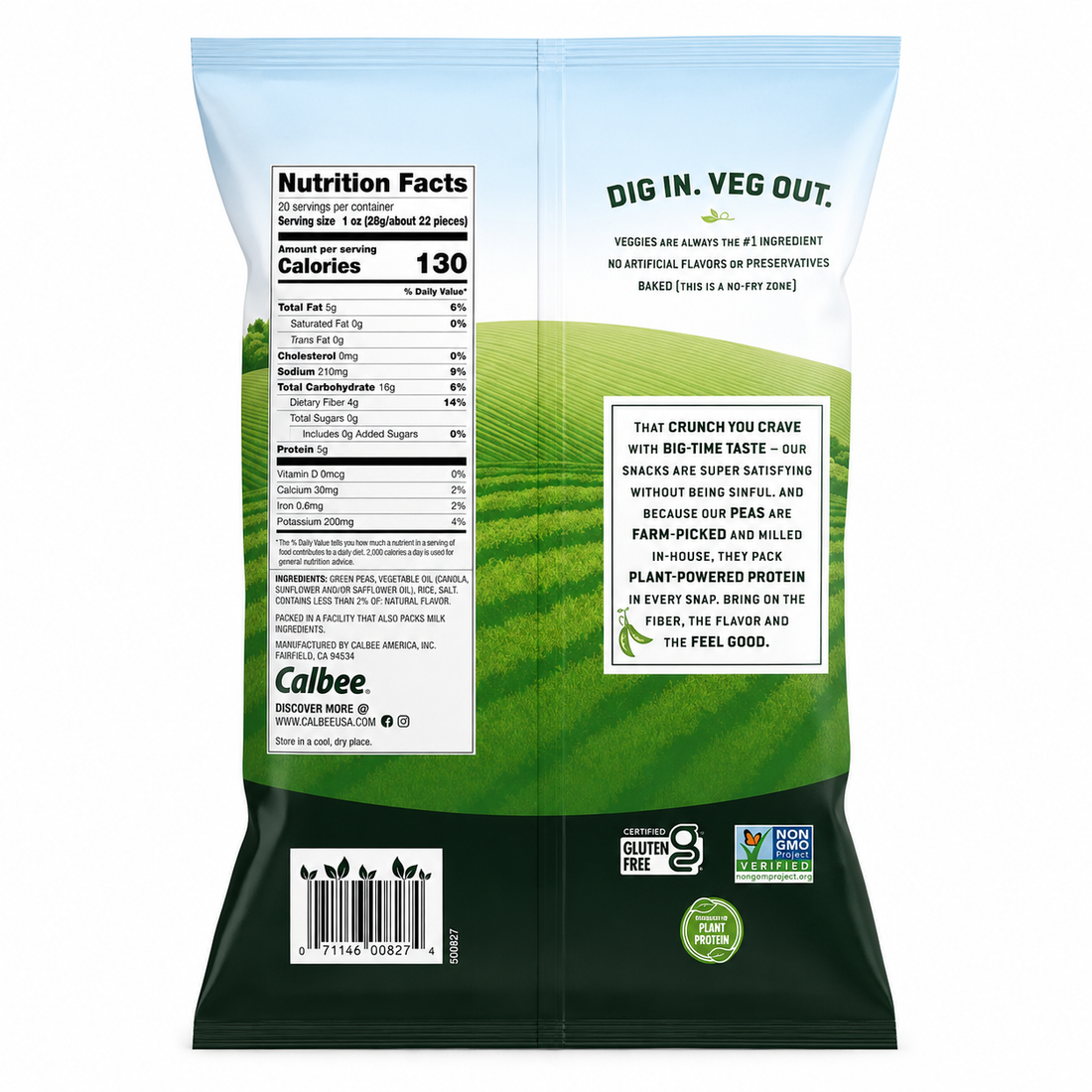 Calbee Harvest Snaps Green Pea Snacks, Salted, 20 oz
