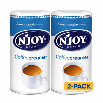 N'JOY non-dairy coffee creamer 2 pack canisters, perfect for enhancing your coffee experience.