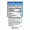 N'JOY non-dairy coffee creamer nutrition facts label with serving information and ingredients list.
