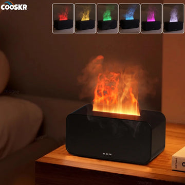 Mini Flame Aroma Humidifier – Essential Oil Diffuser with 7-Color LED Light