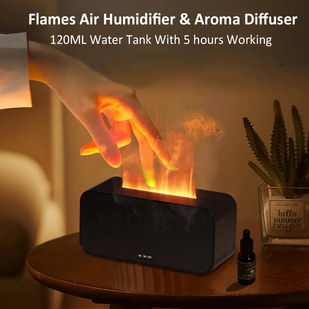 Mini Flame Aroma Humidifier – Essential Oil Diffuser with 7-Color LED Light
