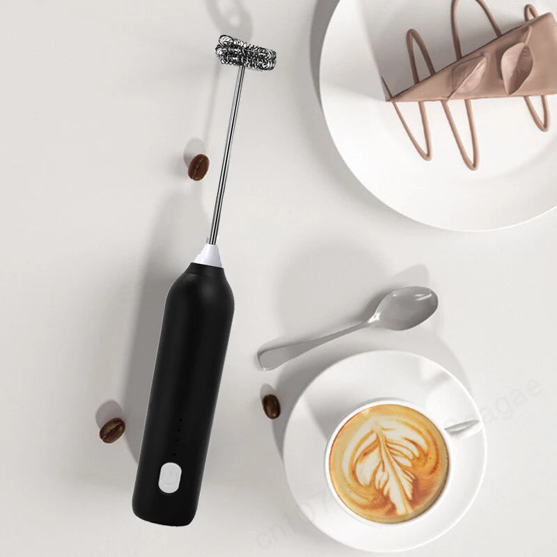 3-Speed Electric Milk Frother – Coffee Whisk & Egg Beater USB Rechargeable