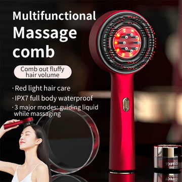Electric Vibration Scalp Massage Comb – Red Light Hair Care & Oil Applicator