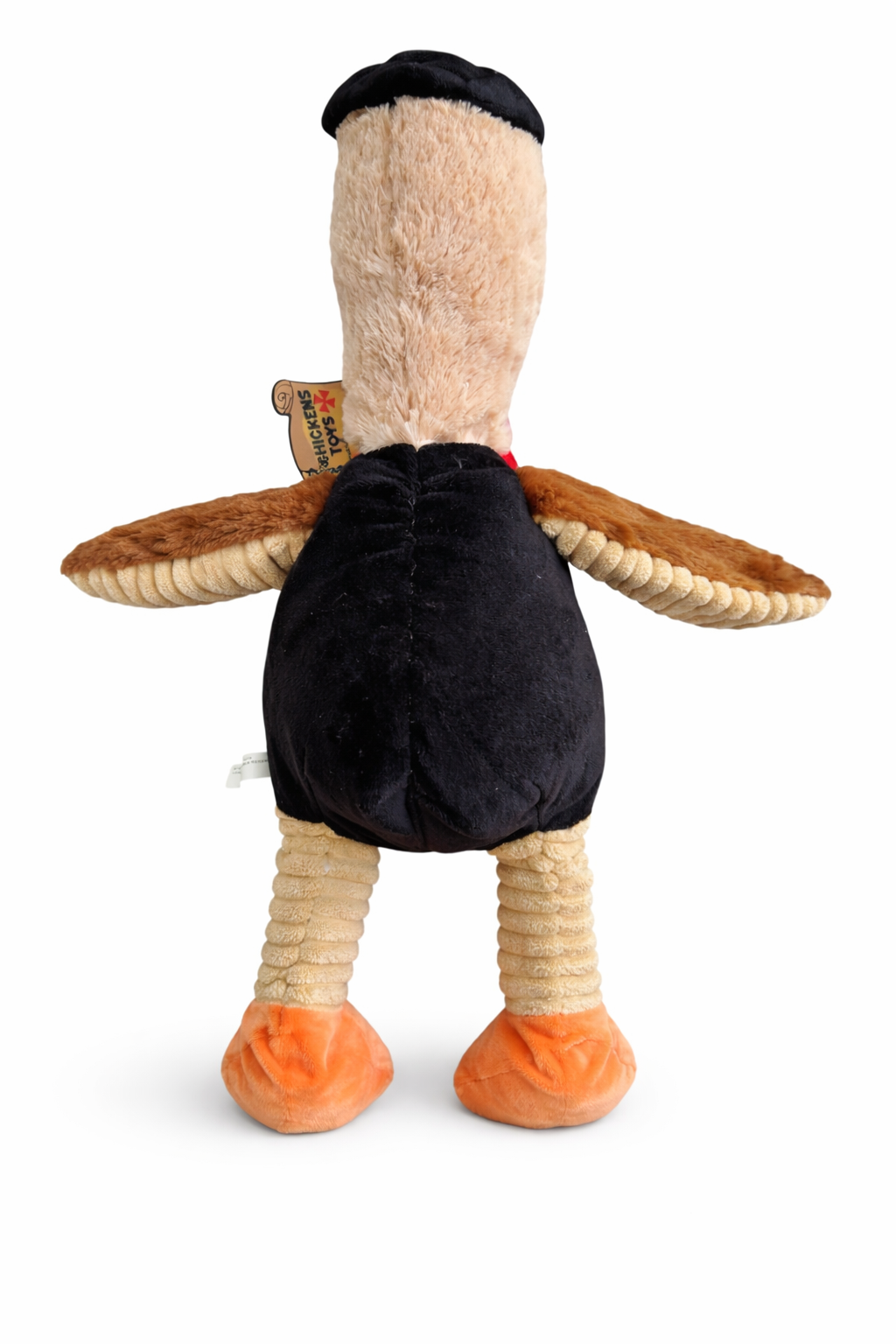 Pirate Chicken Dog Toy – plush squeaky toy with crinkle wings and internal rope for medium & large dogs.