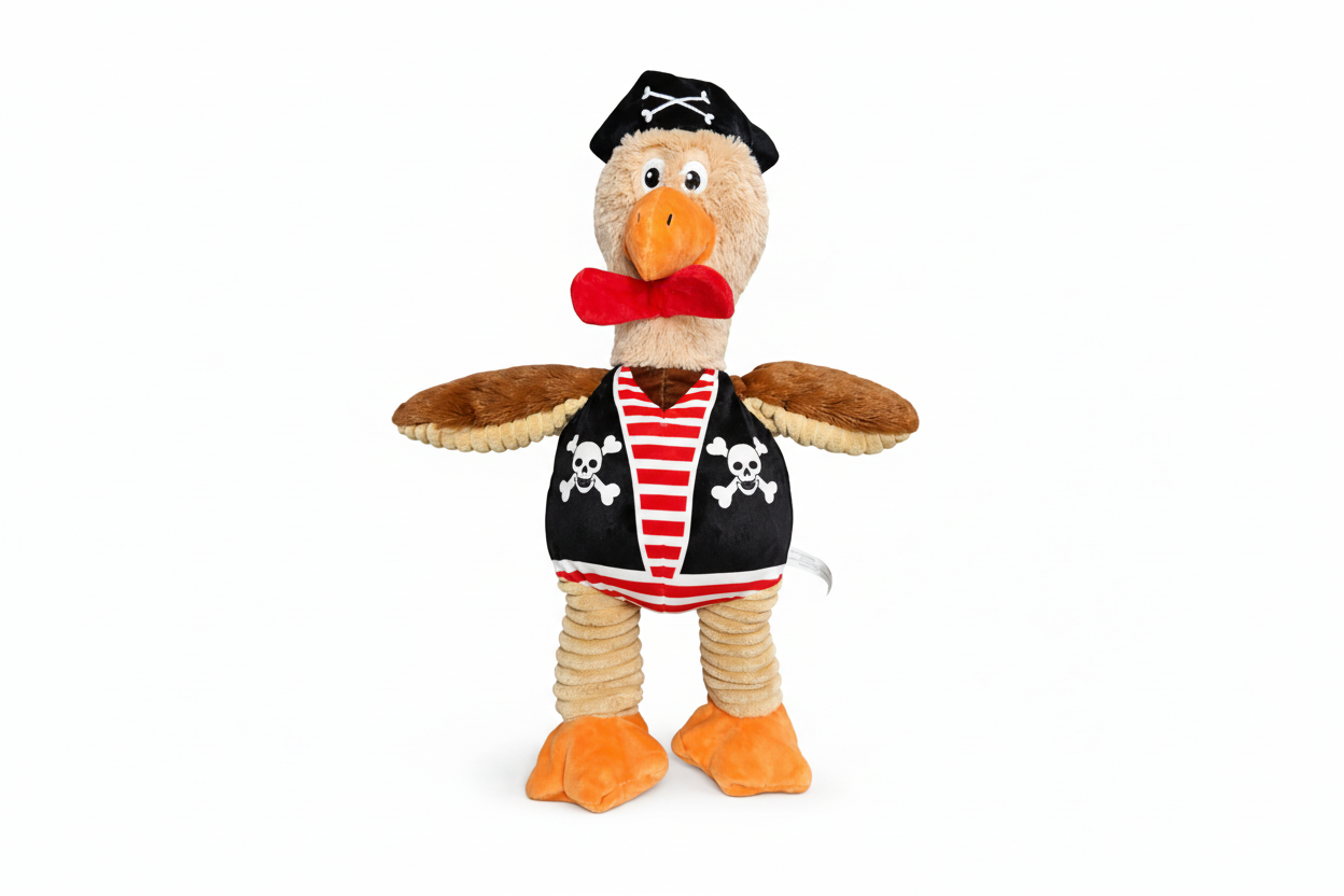 Pirate Chicken Dog Toy – 18 Inch Plush Squeaky Toy with Crinkle Wings for Medium & Large Dogs